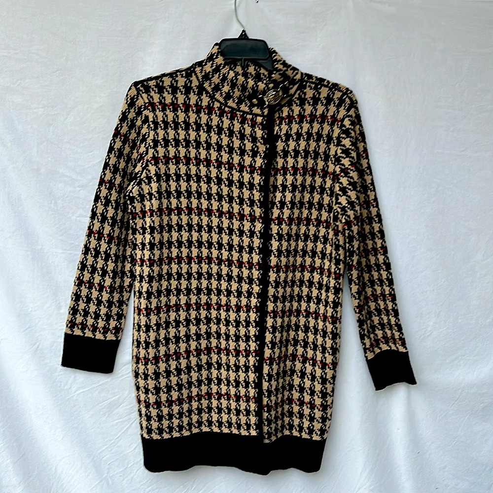 NWT Anne Klein Houndstooth Sweater Cardigan.  SzLG